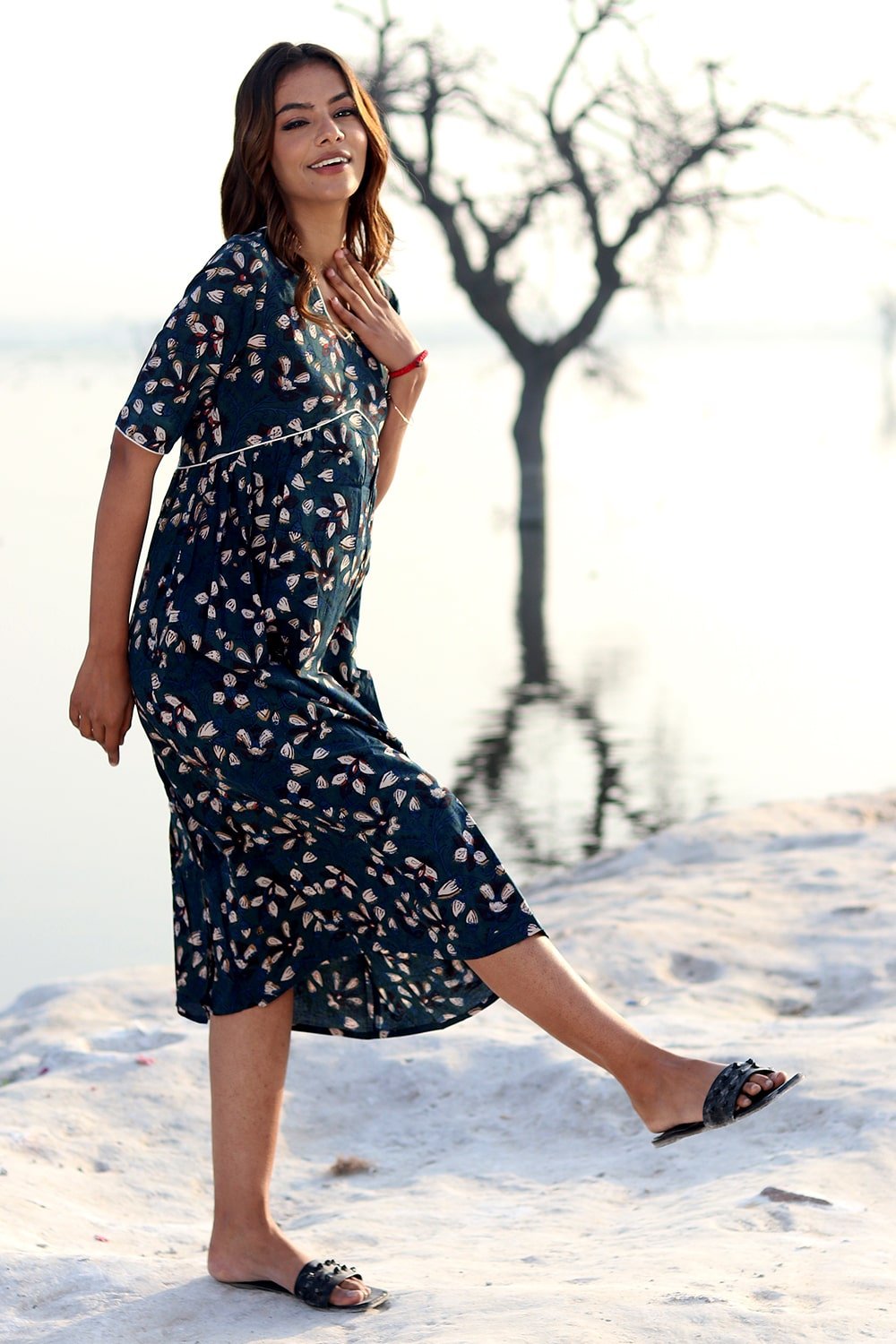 SootiSyahi 'Indigo Era' Block Printed Cotton Dress - SootiSyahi