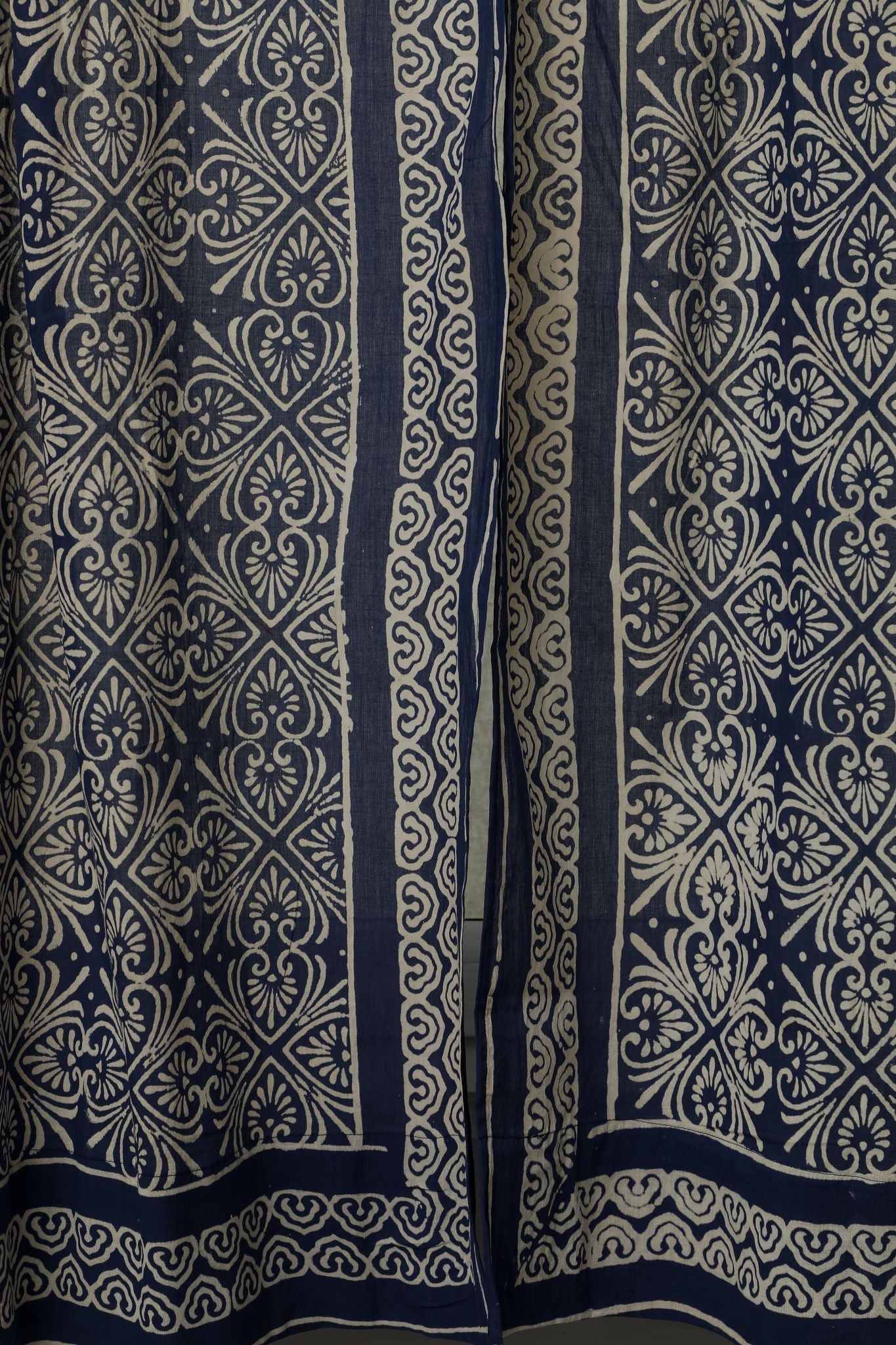 SootiSyahi 'Iris' Handblock Printed Cotton Window Curtain - SootiSyahi