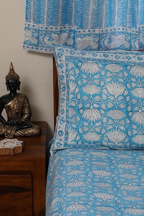 Sootisyahi 'Jal Kamal' Handblock Printed Cotton Bedsheet - SootiSyahi