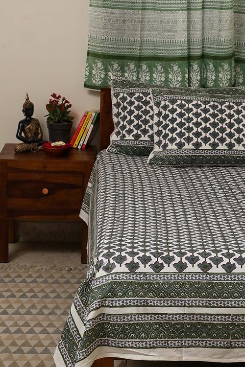 Sootisyahi 'Kumud' Handblock Printed Cotton Bedsheet - SootiSyahi