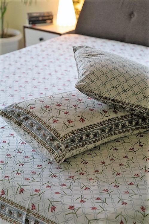 Sootisyahi 'Lily Liberty' Handblock Printed Cotton Bedsheet - SootiSyahi
