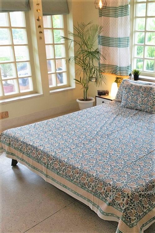 Sootisyahi 'Lively Spring' Handblock Printed Cotton Bedsheet - SootiSyahi