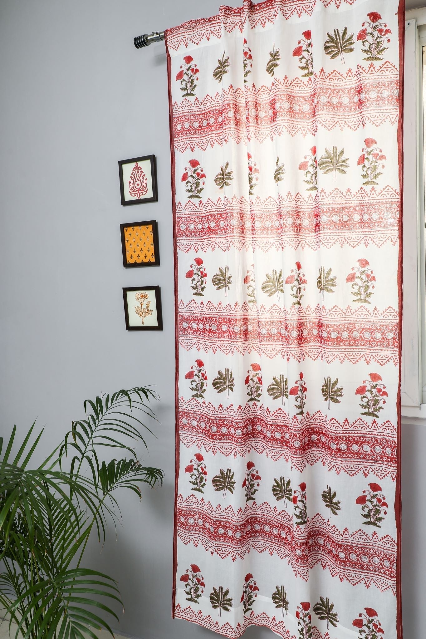 SootiSyahi 'Made on Earth' Handblock Printed Cotton Door Curtain - SootiSyahi