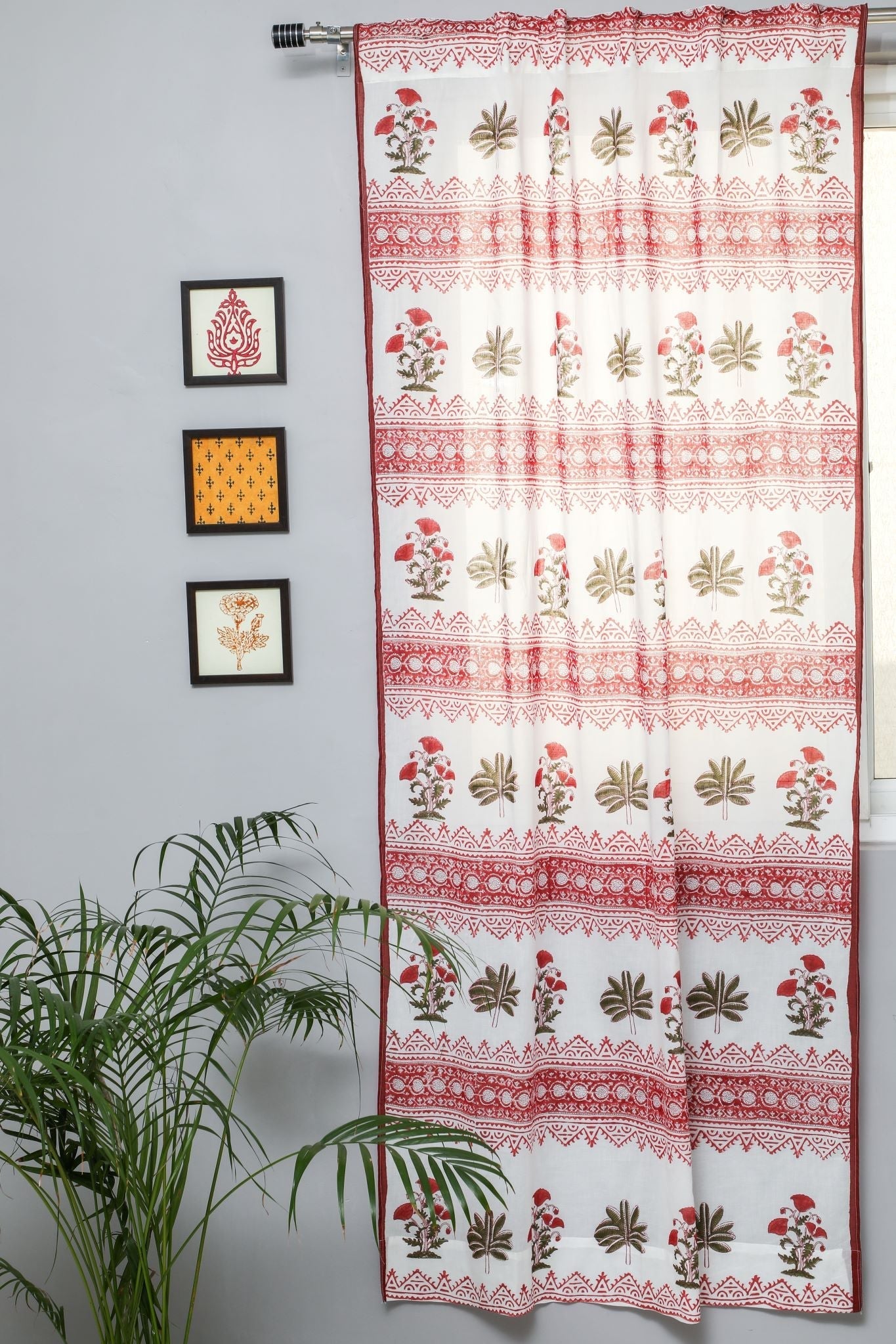 SootiSyahi 'Made on Earth' Handblock Printed Cotton Door Curtain - SootiSyahi