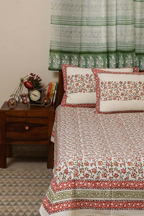 Sootisyahi 'MadhuMalti' Handblock Printed Cotton Bedsheet - SootiSyahi
