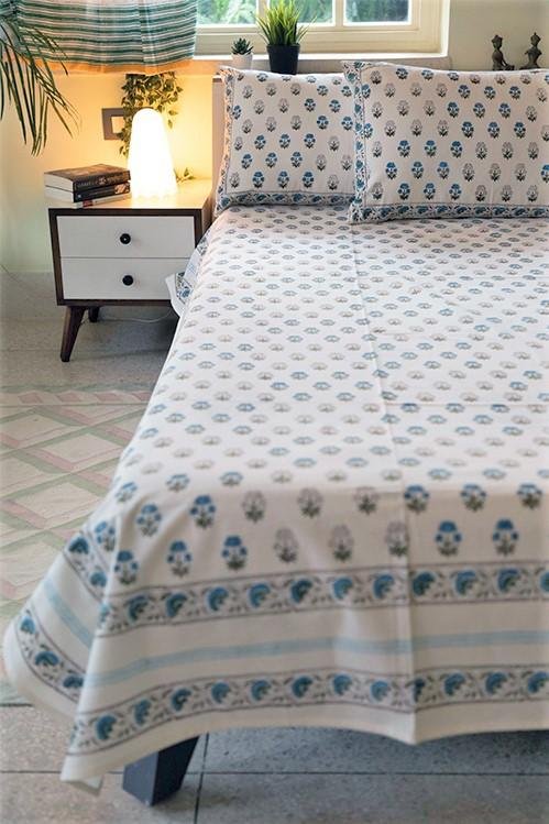 Sootisyahi 'Meaningful Minimal' Handblock Printed Cotton Bedsheet - SootiSyahi