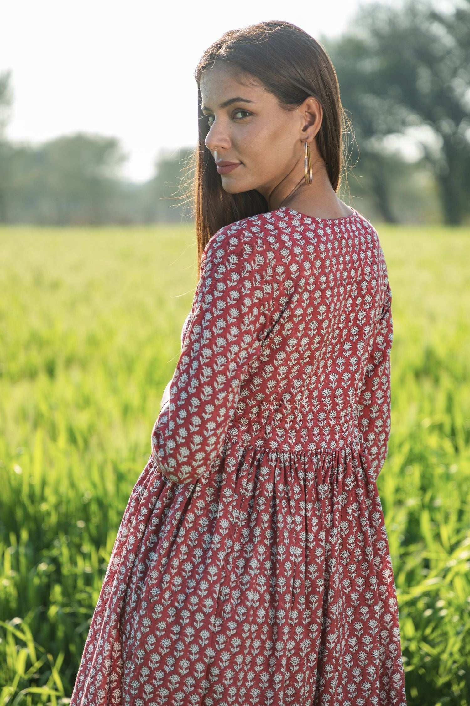 Sootisyahi 'Mesmerizing Maroon' Azofree Handblock Printed Pure Cotton Dress - SootiSyahi