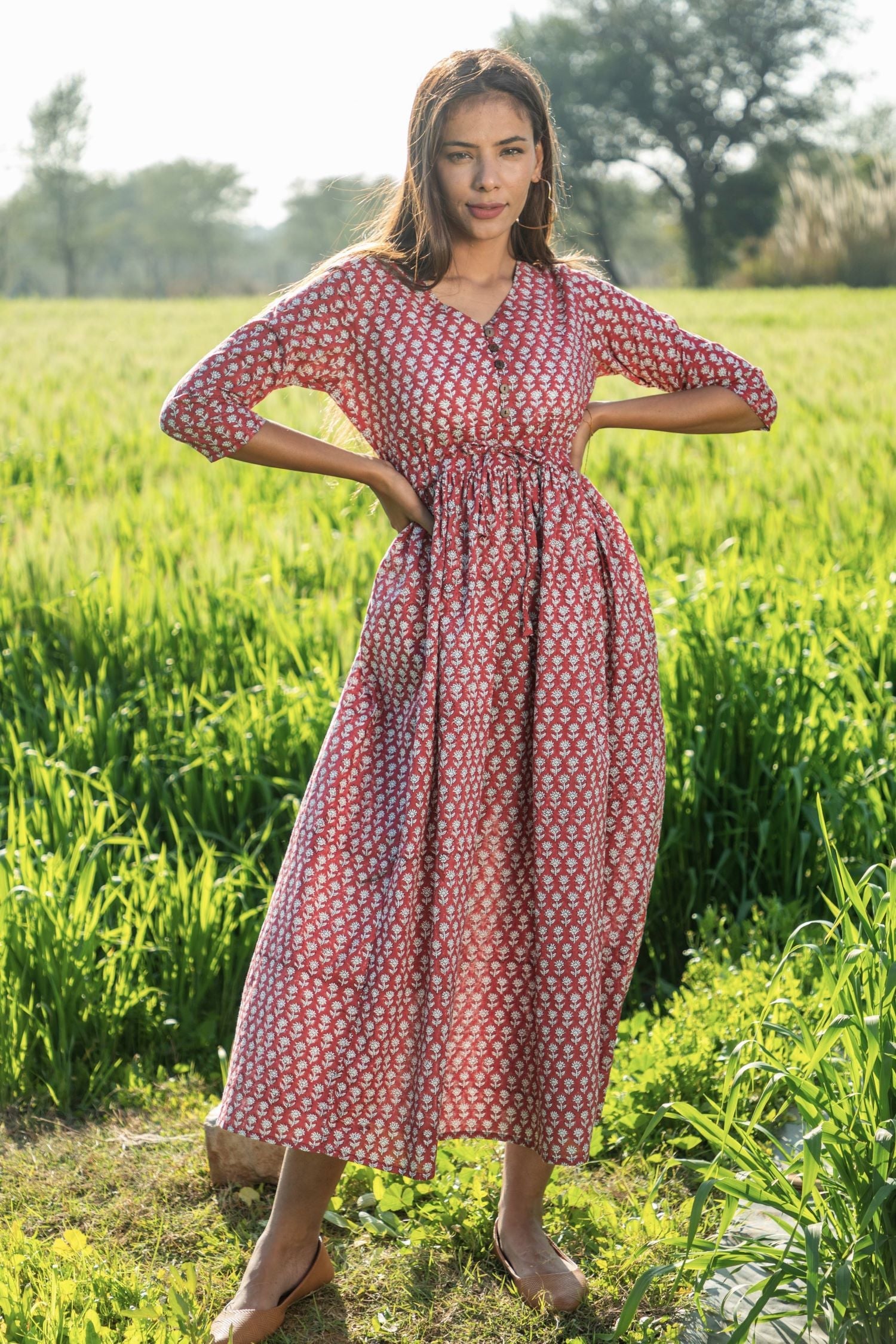 Sootisyahi ' Vasper ' Azofree Handblock Printed Pure Cotton Dress main image 1