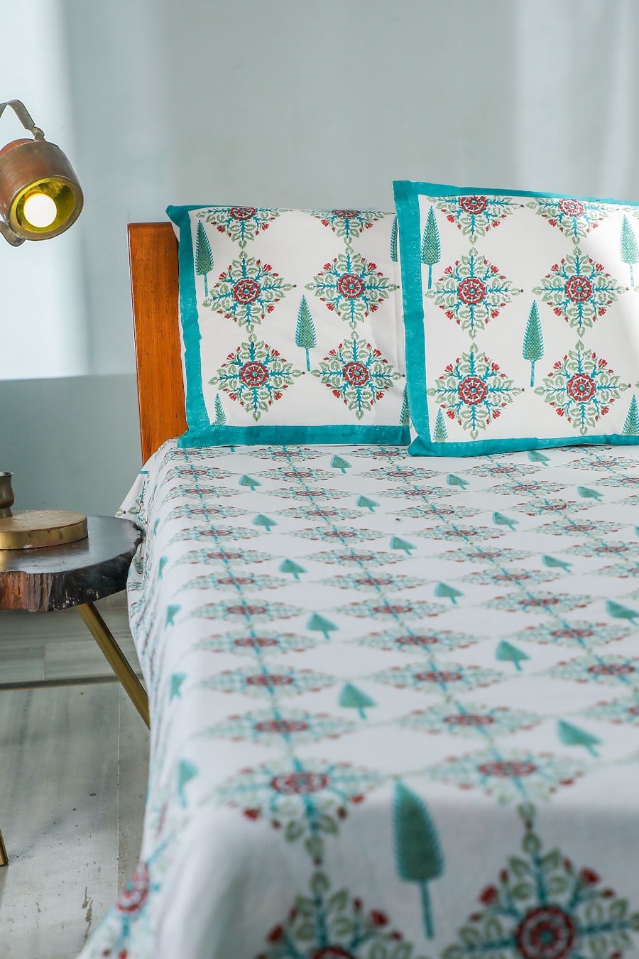 SootiSyahi 'Mughal Garden' Handblock Printed Cotton Bedsheet - SootiSyahi