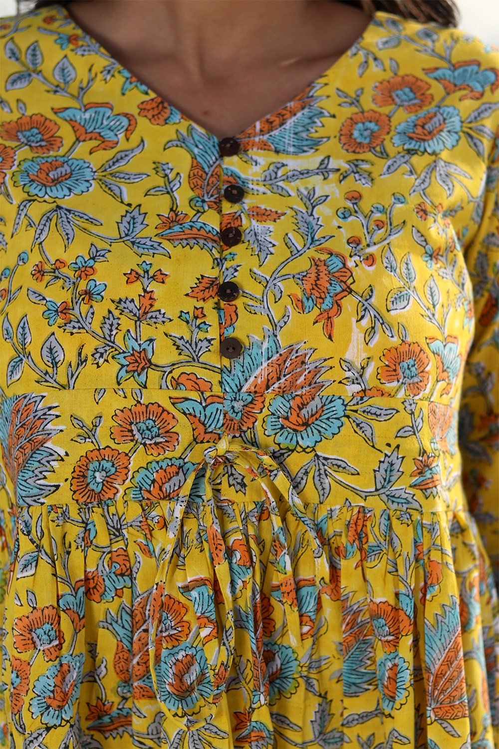 SootiSyahi 'Musterd Garden' Cotton Dress - SootiSyahi