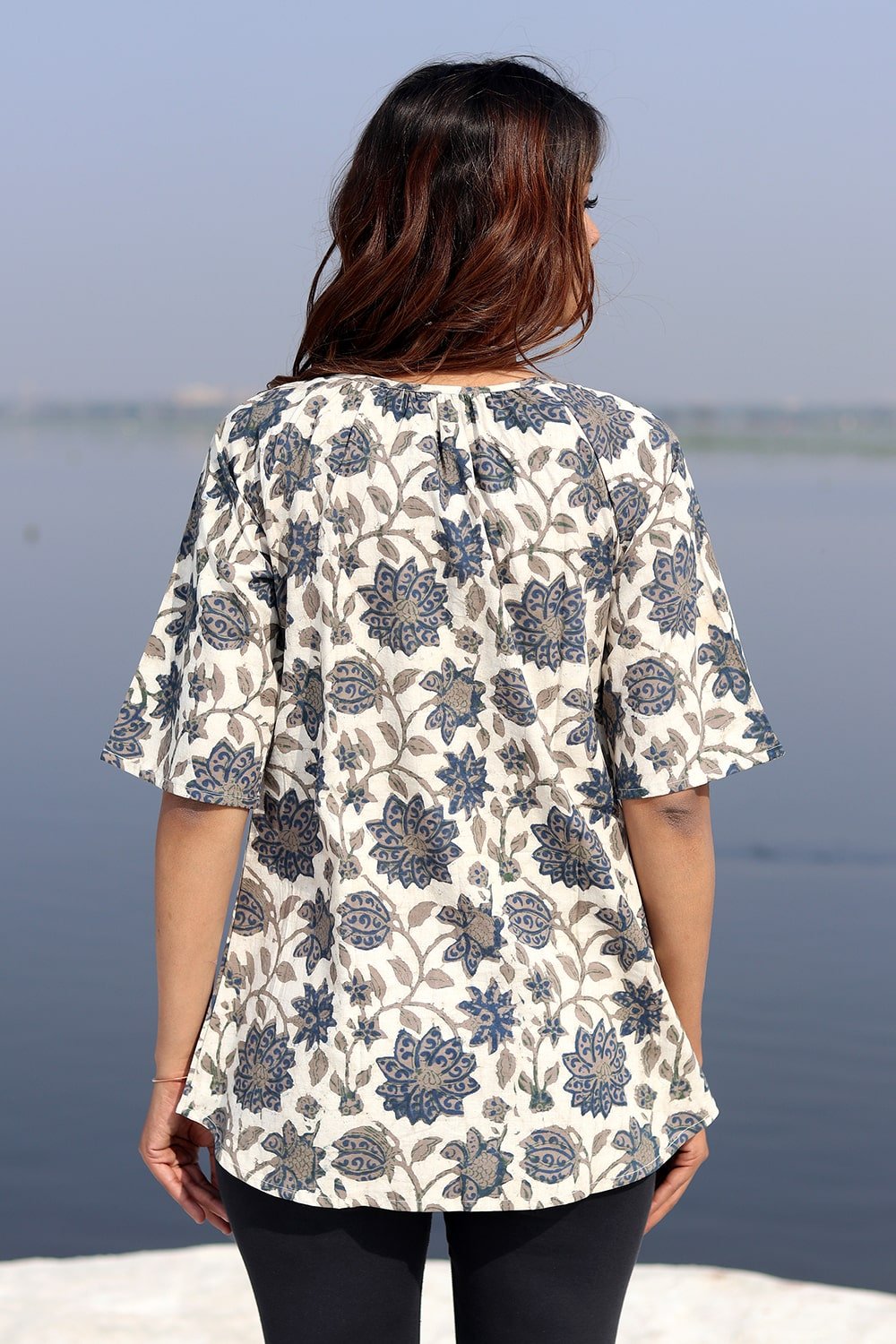 SootiSyahi 'Natural Aura' Block Printed Cotton Top - SootiSyahi