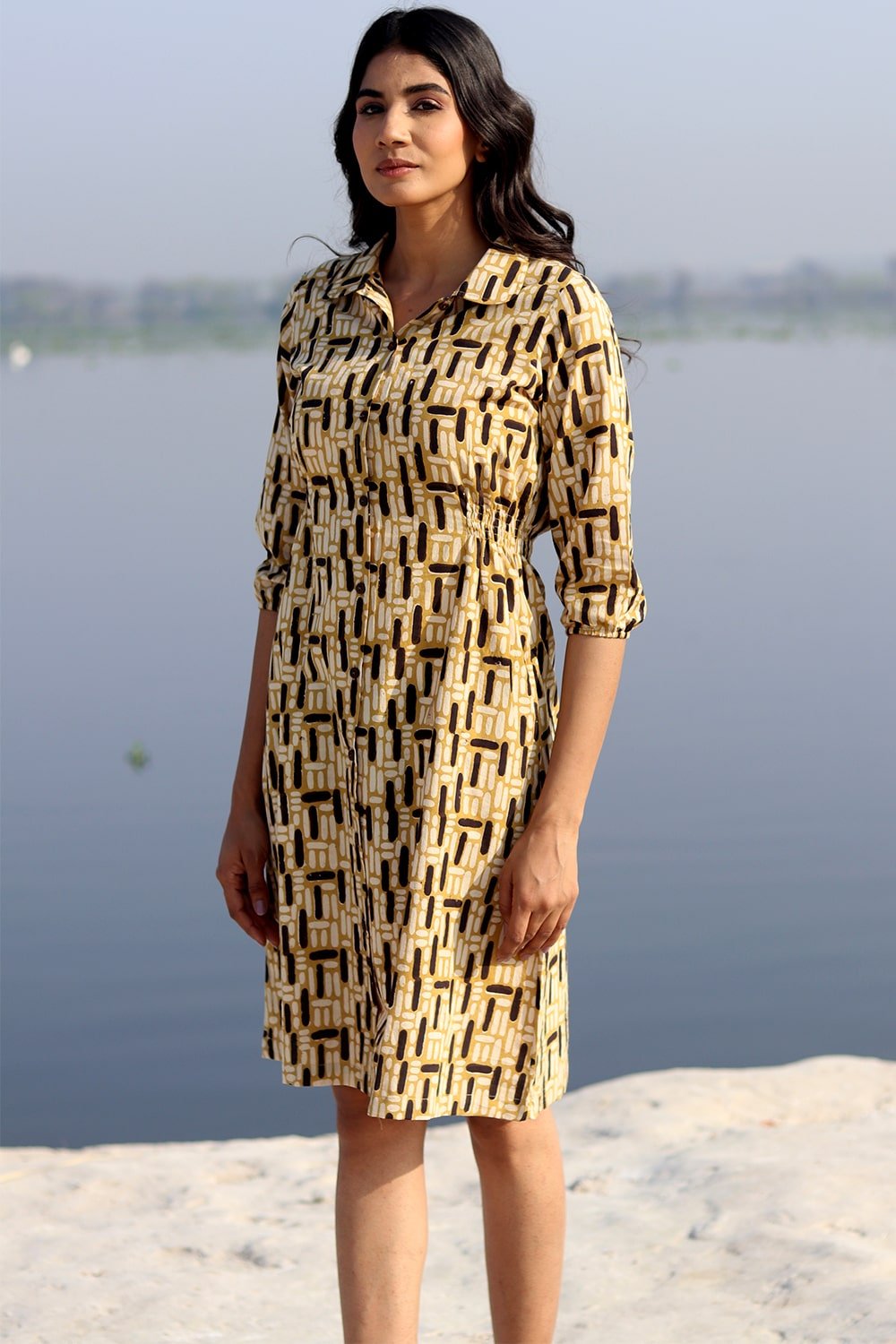 SootiSyahi 'Organic Cubes' Cotton Dress - SootiSyahi