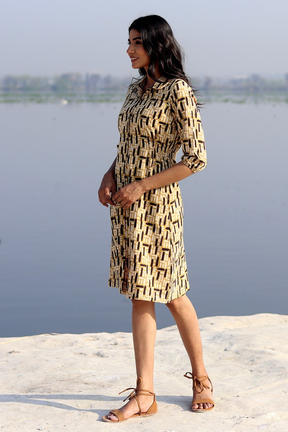 SootiSyahi 'Organic Cubes' Cotton Dress - SootiSyahi