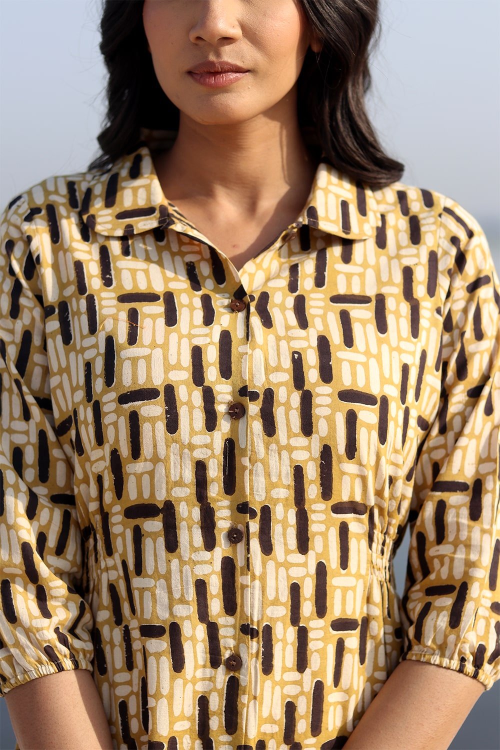 SootiSyahi 'Organic Cubes' Cotton Dress - SootiSyahi