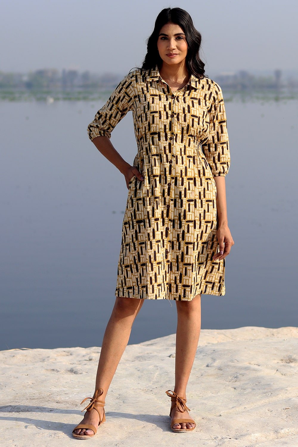 SootiSyahi 'Organic Cubes' Cotton Dress - SootiSyahi