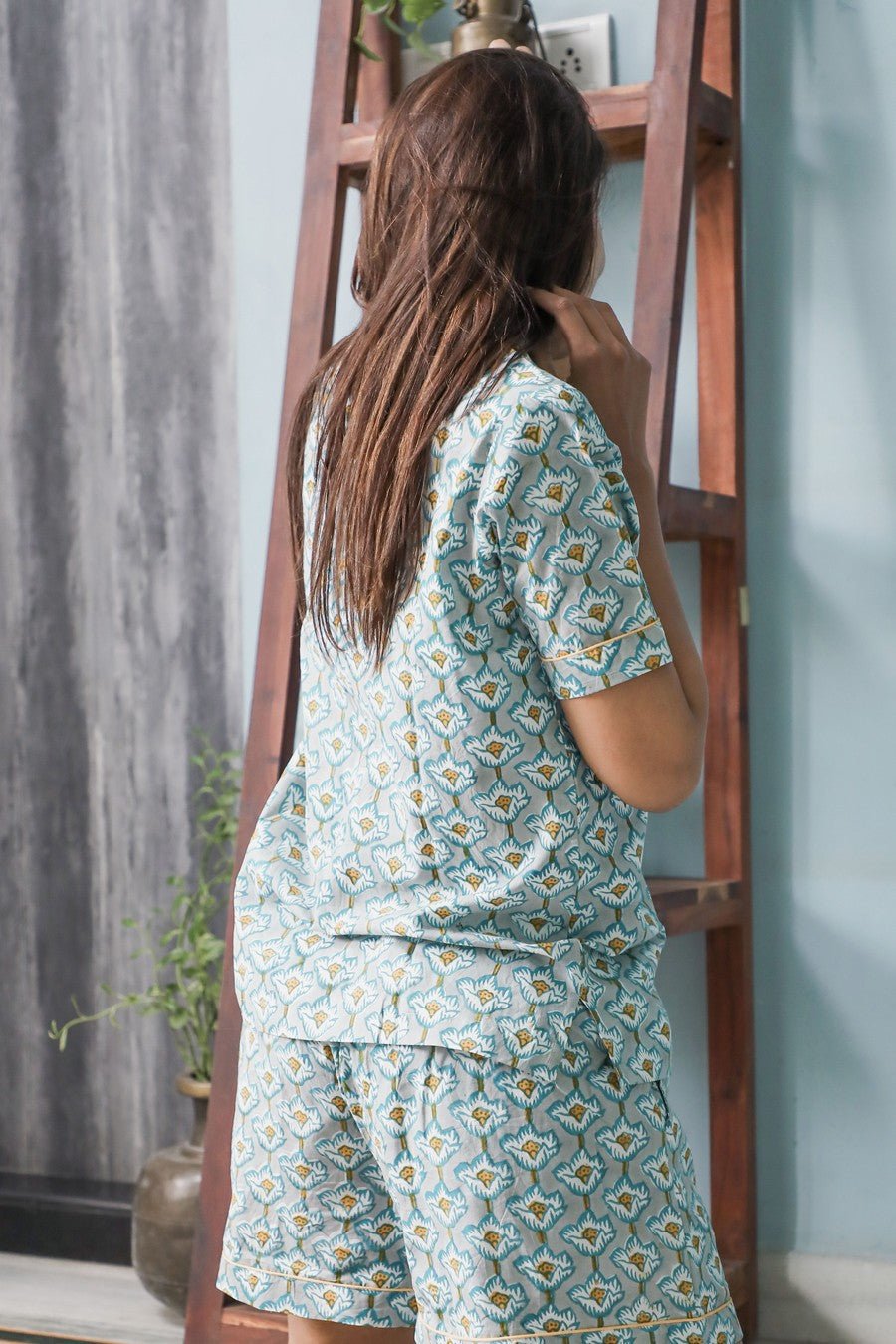 Sootisyahi 'Pastel Petals' Azofree Handblock Printed Pure Cotton Night Suit - SootiSyahi