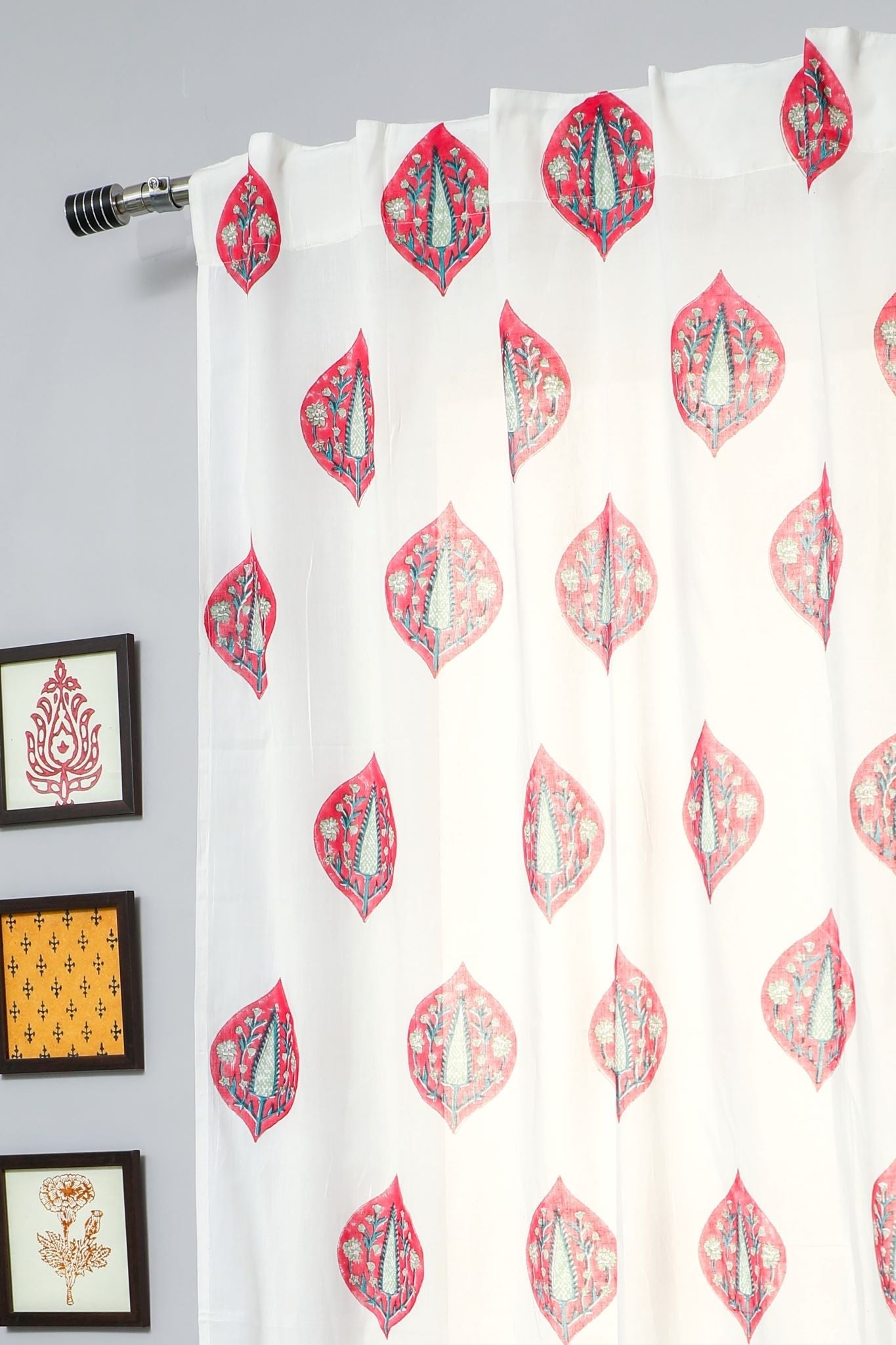 SootiSyahi 'Persian Palm' Handblock Printed Cotton Door Curtain - SootiSyahi