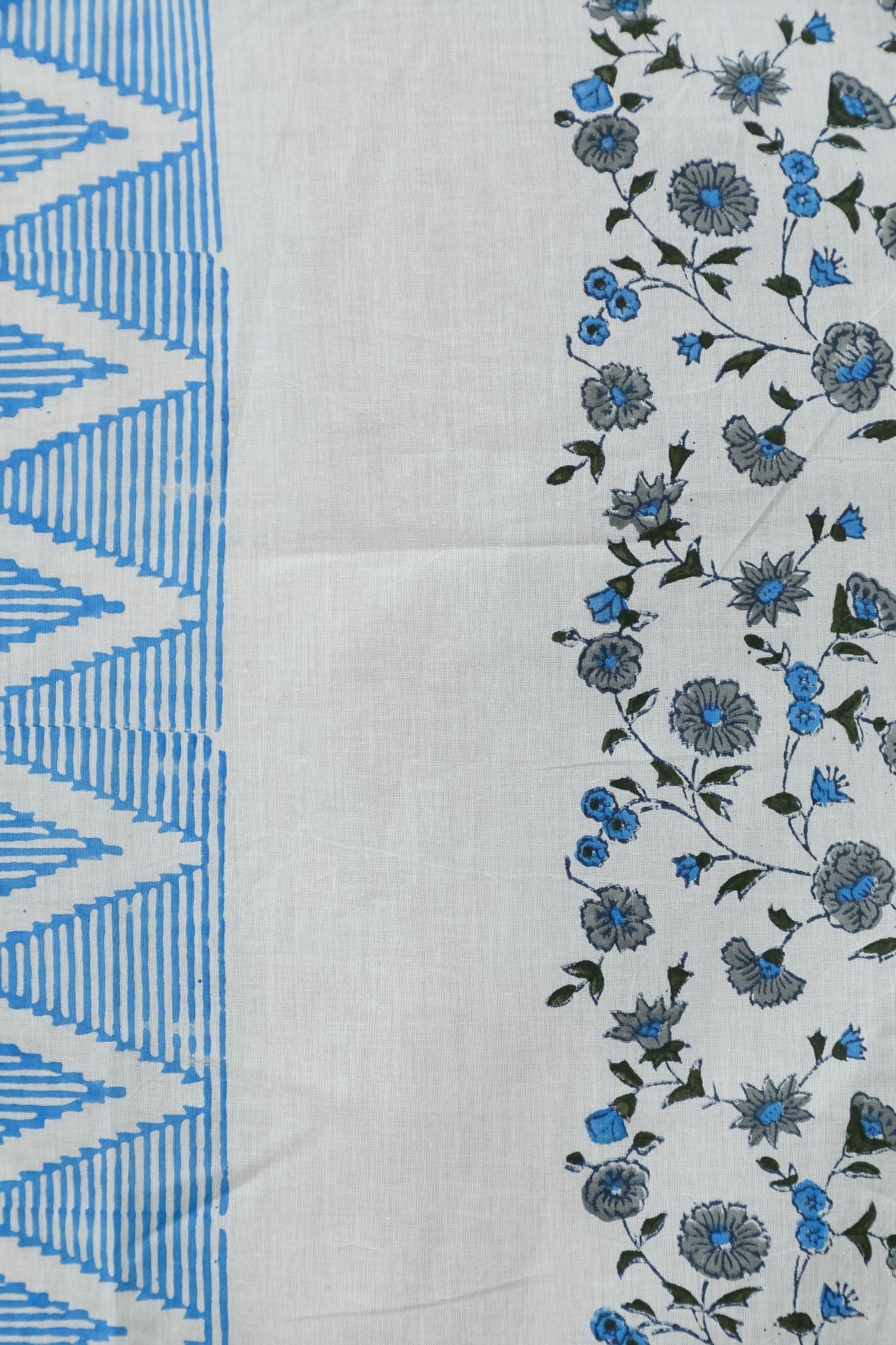 SootiSyahi 'Philippine Blue' Handblock Printed Cotton Door Curtain - SootiSyahi