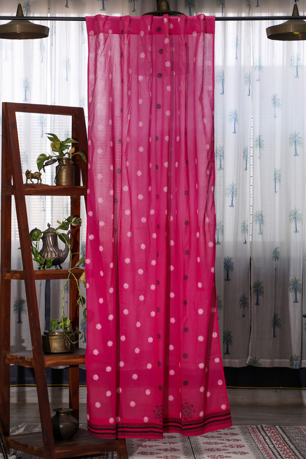 SootiSyahi 'Pastel Polka' Handblock Printed Cotton Door Curtain