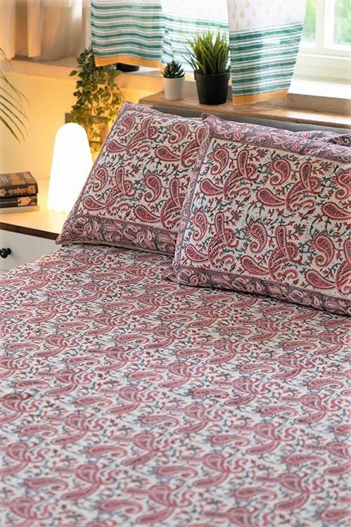 Sootisyahi 'Pleasing Pasley' Handblock Printed Cotton Bedsheet - SootiSyahi