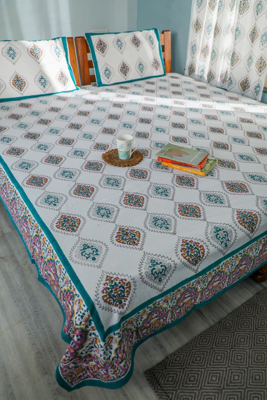 SootiSyahi 'Print Harmony' Handblock Printed Cotton Bedsheet - SootiSyahi