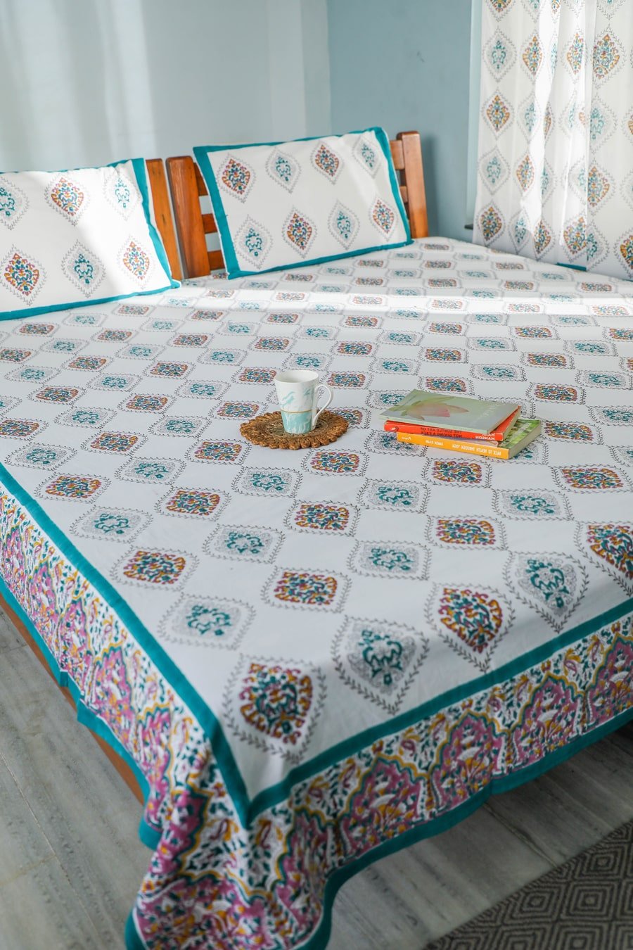 SootiSyahi 'Print Harmony' Handblock Printed Cotton Bedsheet - SootiSyahi