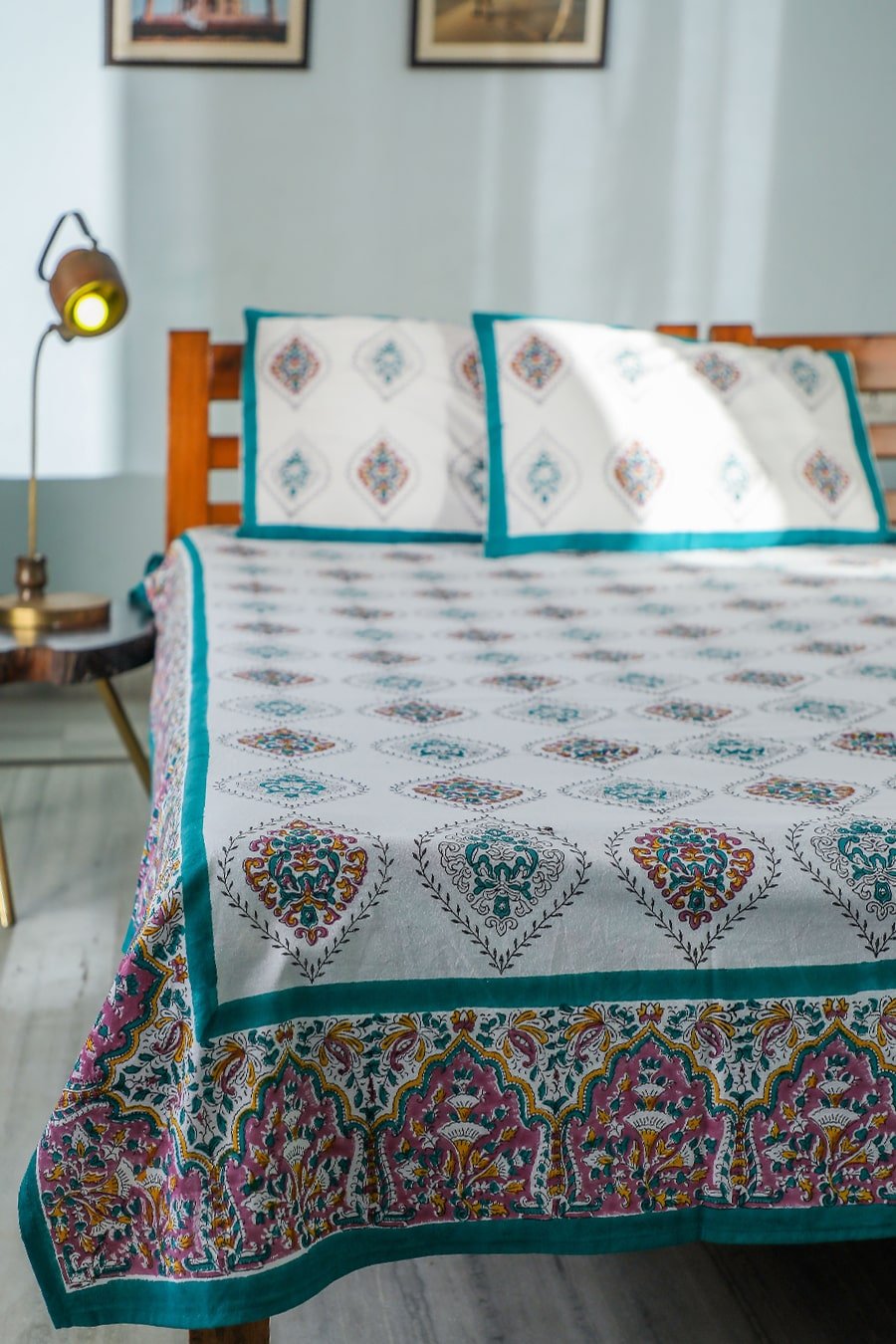 Sootisyahi 'Jal Kumud' Handblock Printed Cotton Bedsheet main image 0