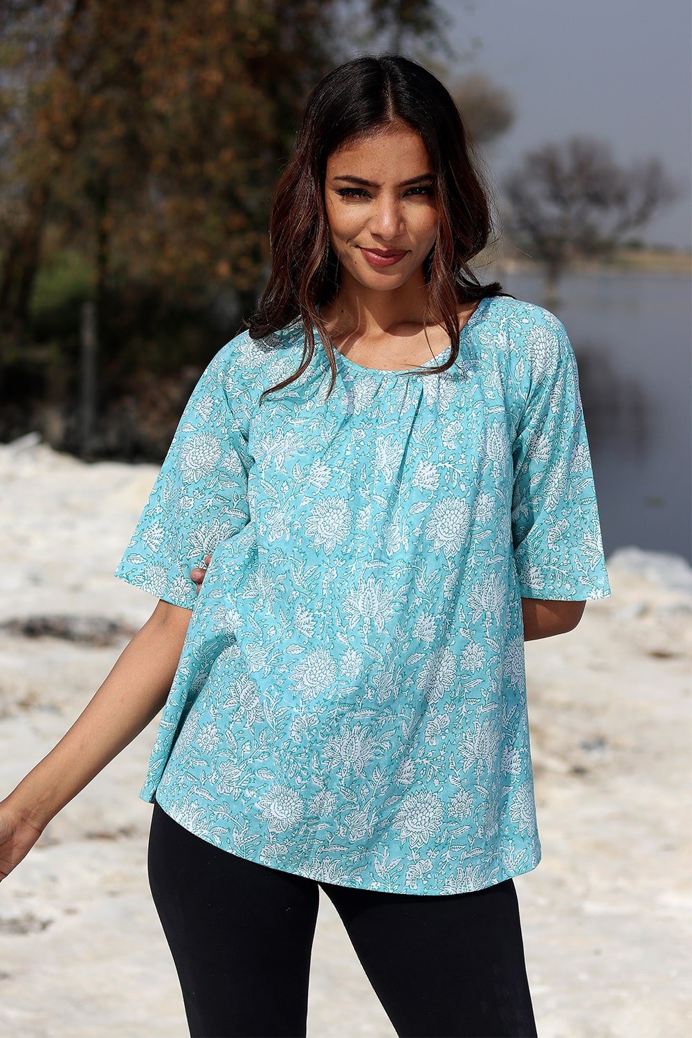 SootiSyahi 'Radiate Sunshine ' Block Printed Cotton Top - SootiSyahi