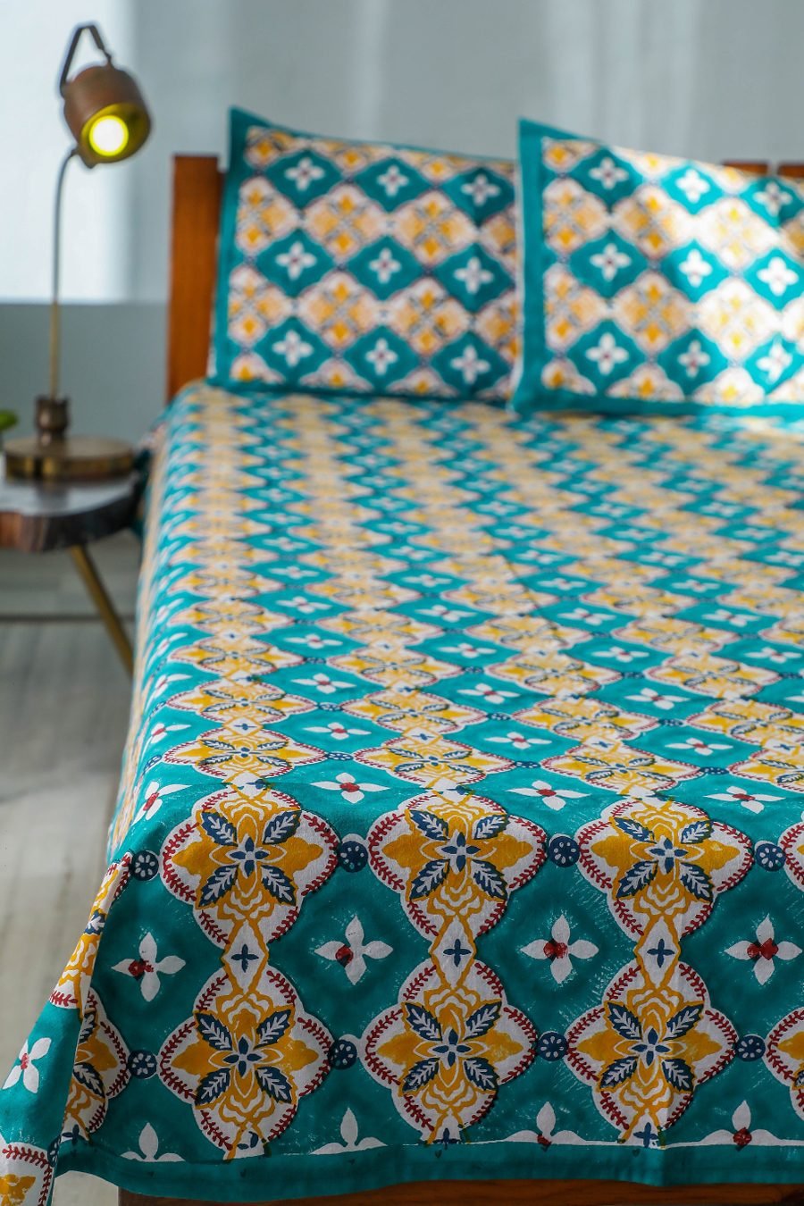 SootiSyahi 'Rainbow Cassata' Handblock Printed Cotton Bedsheet - SootiSyahi