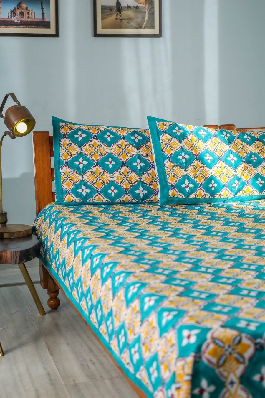 SootiSyahi 'Rainbow Cassata' Handblock Printed Cotton Bedsheet - SootiSyahi