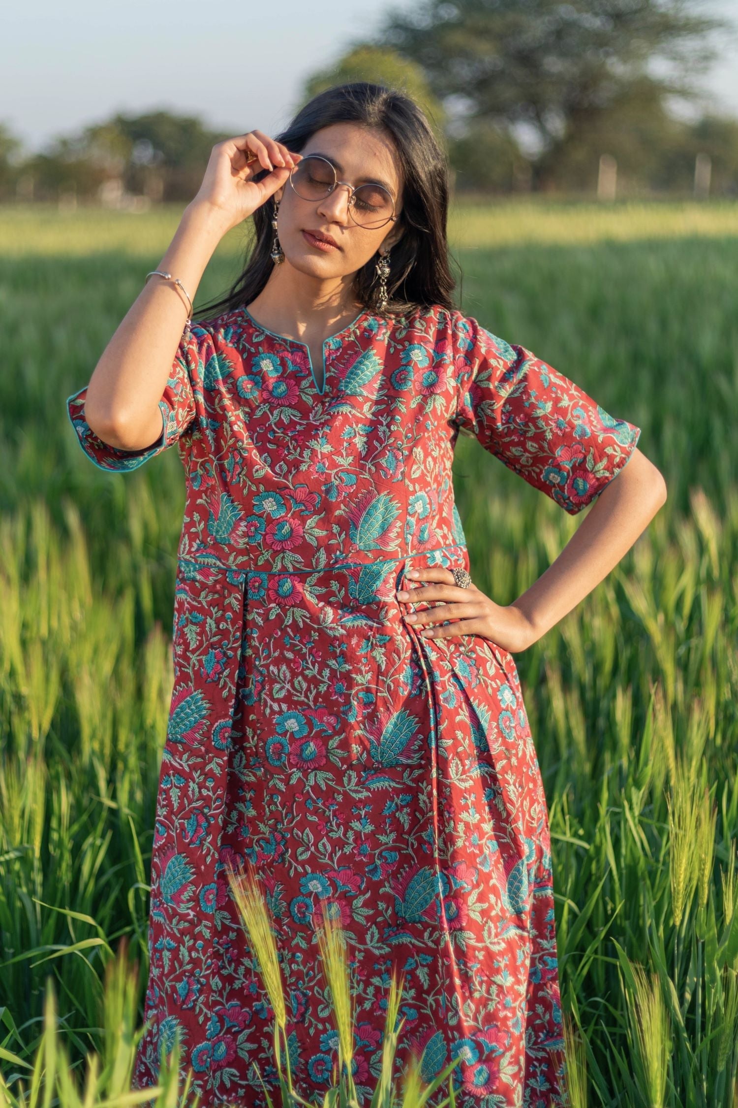 Sootisyahi 'Redley' Azofree Handblock Printed Pure Cotton Dress - SootiSyahi