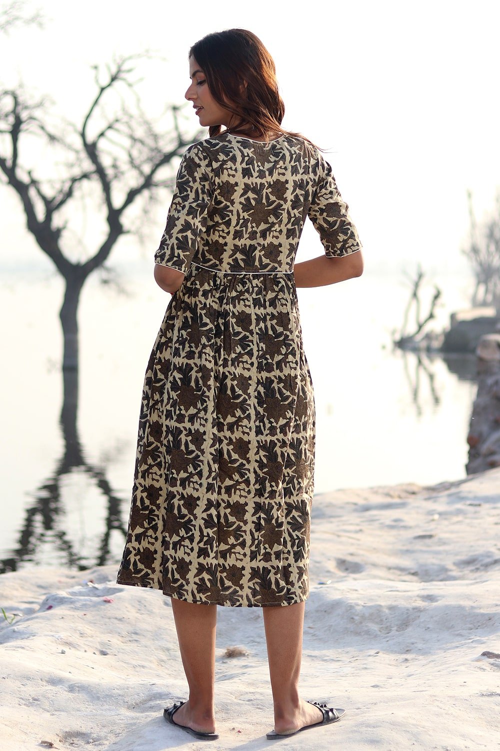 SootiSyahi 'Rustic Edge' Cotton Dress - SootiSyahi