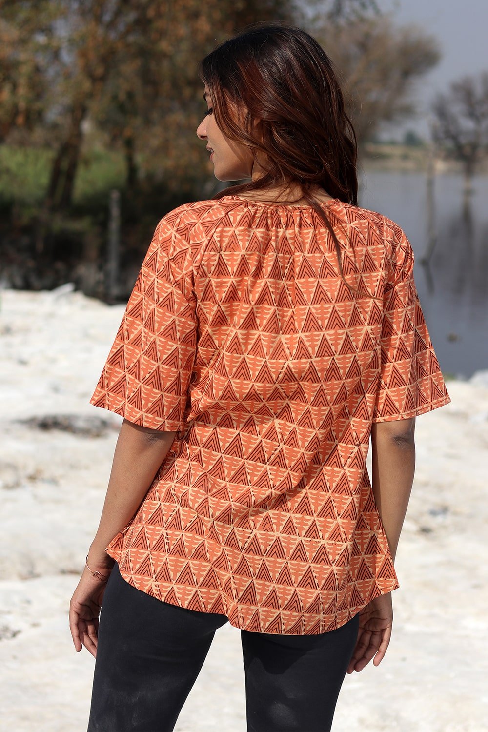 SootiSyahi 'Rustic Fusion' Block Printed Top - SootiSyahi