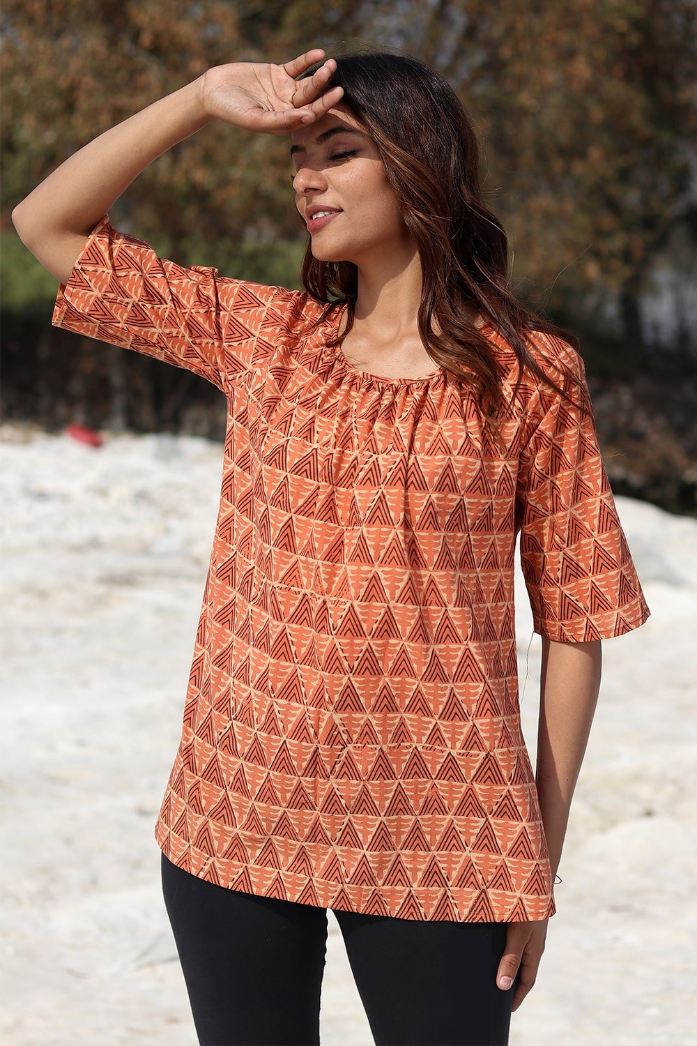 SootiSyahi 'Rustic Fusion' Block Printed Top - SootiSyahi