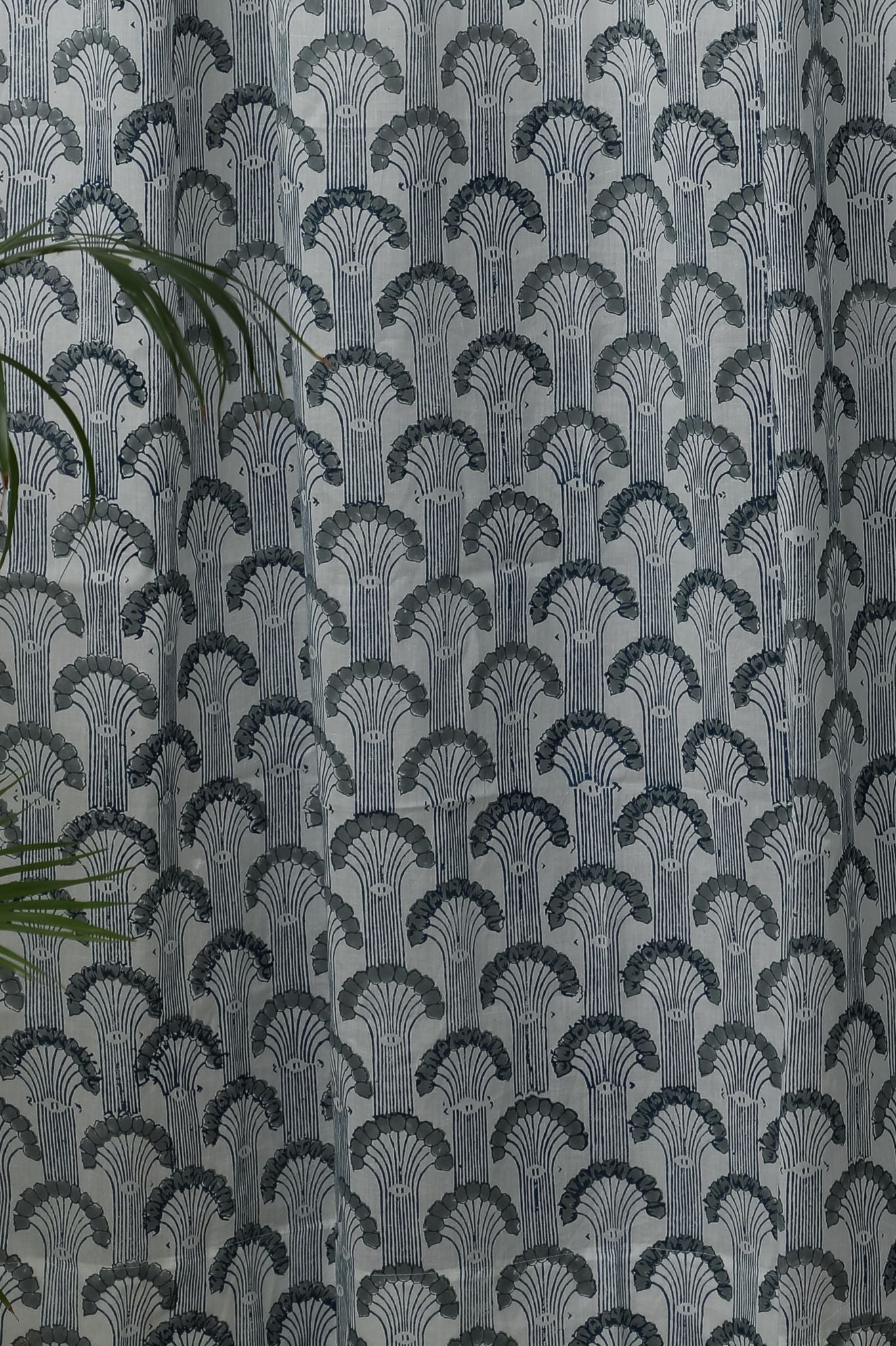 SootiSyahi 'Sargasso Blue' Handblock Printed Cotton Door Curtain - SootiSyahi