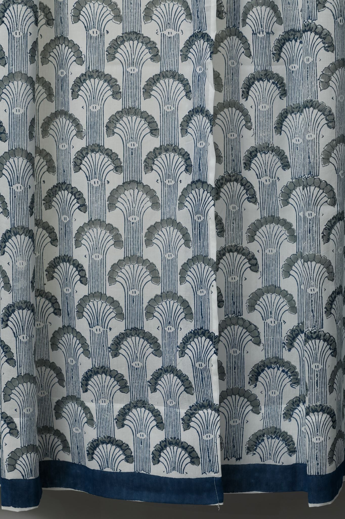 SootiSyahi 'Sargasso Blue' Handblock Printed Cotton Window Curtain - SootiSyahi