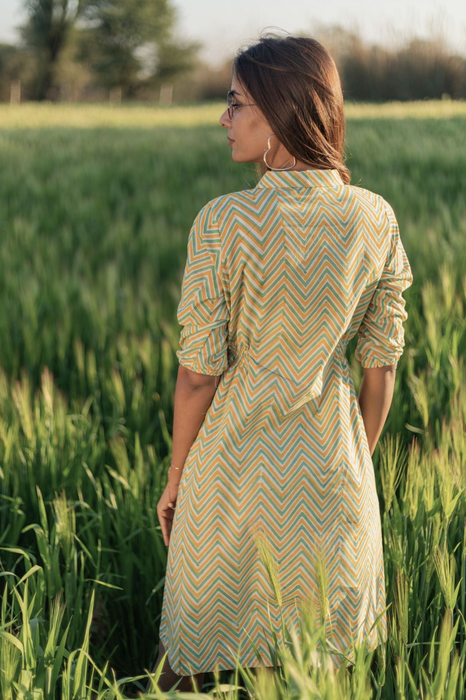 Sootisyahi 'Shining Zigzag' Azofree Handblock Printed Pure Cotton Dress - SootiSyahi