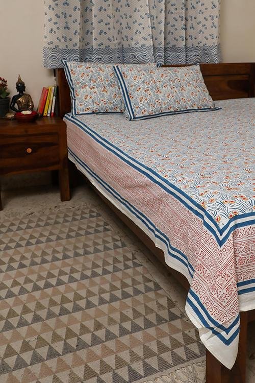 Sootisyahi 'Sparkling Bubbles' Handblock Printed Cotton Bedsheet - SootiSyahi