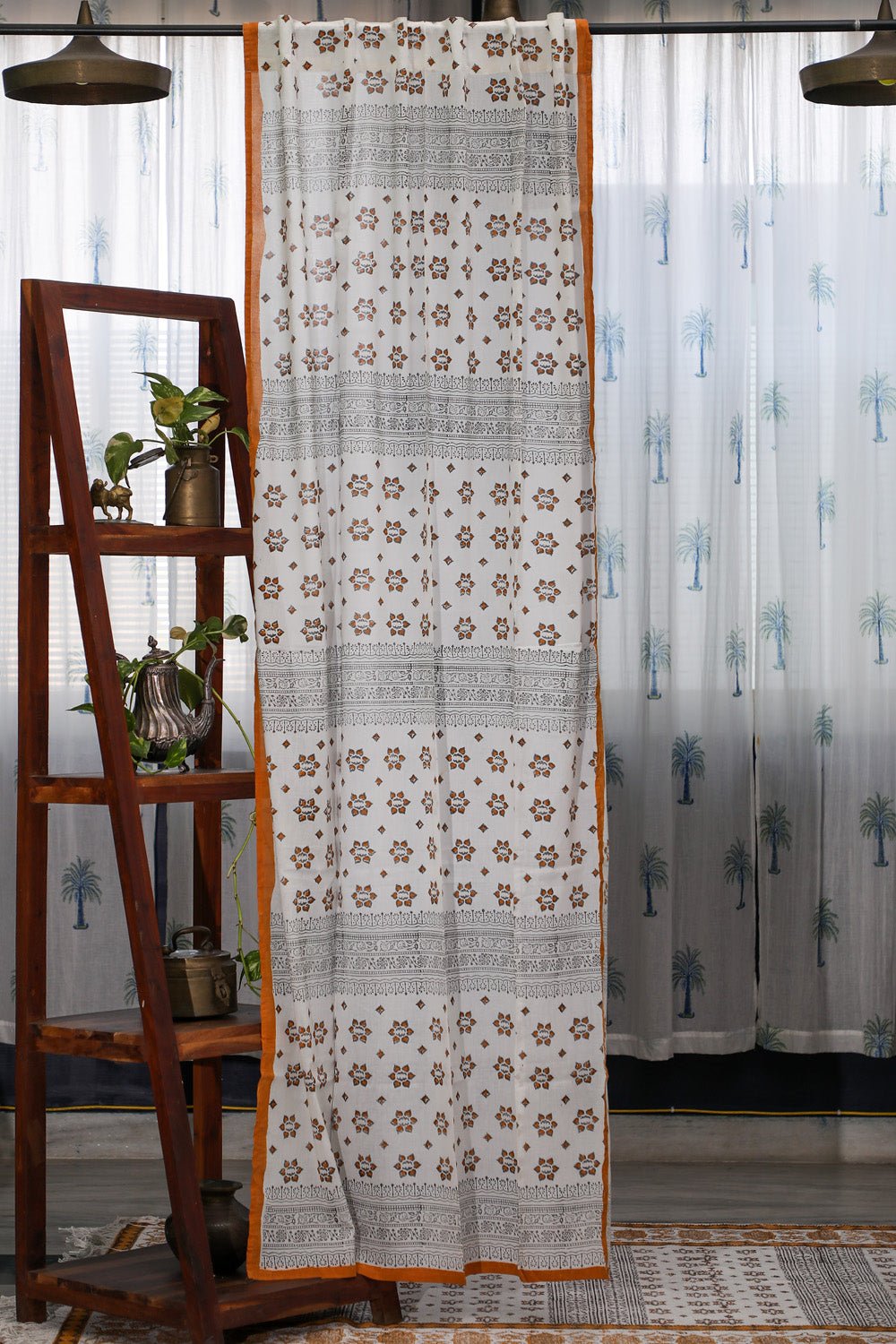 SootiSyahi 'Sparkling Star' Handblock Printed Cotton Door Curatin - SootiSyahi
