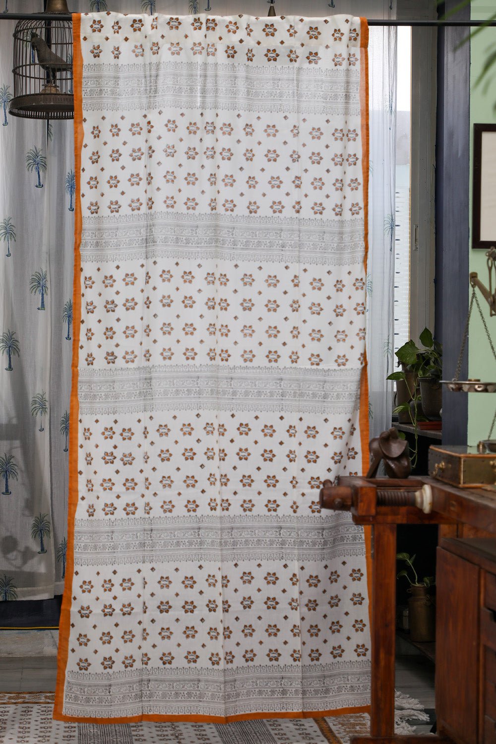 SootiSyahi 'Sparkling Star' Handblock Printed Cotton Door Curatin - SootiSyahi
