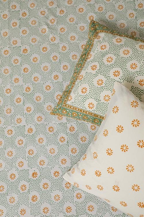 Sootisyahi 'Sparkling Yellow' Handblock Printed Cotton Bedsheet - SootiSyahi