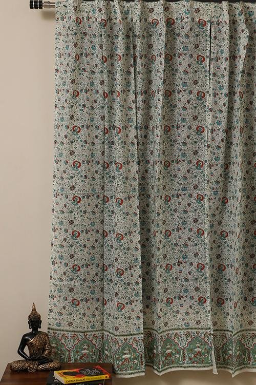 Sootisyahi 'Spring Bloom' Handblock Printed Voile Cotton Curtain - SootiSyahi