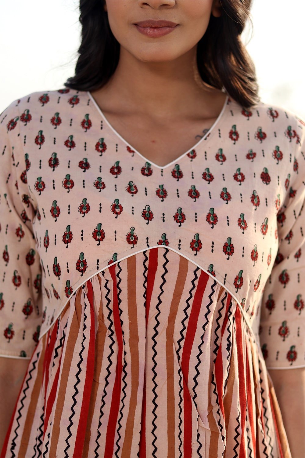 SootiSyahi 'Stripe Garden' Cotton Dress - SootiSyahi