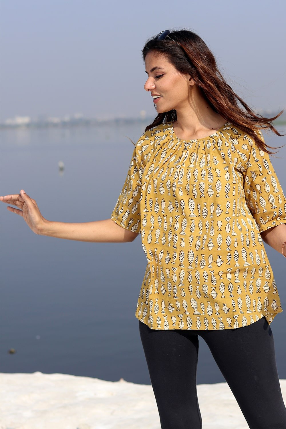 SootiSyahi 'Summer Story' Block Printed Cotton Top - SootiSyahi
