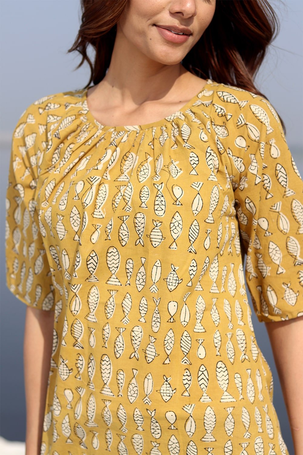 SootiSyahi 'Summer Story' Block Printed Cotton Top - SootiSyahi