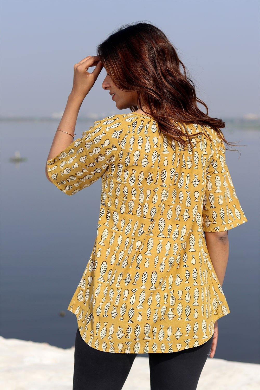 SootiSyahi 'Summer Story' Block Printed Cotton Top - SootiSyahi