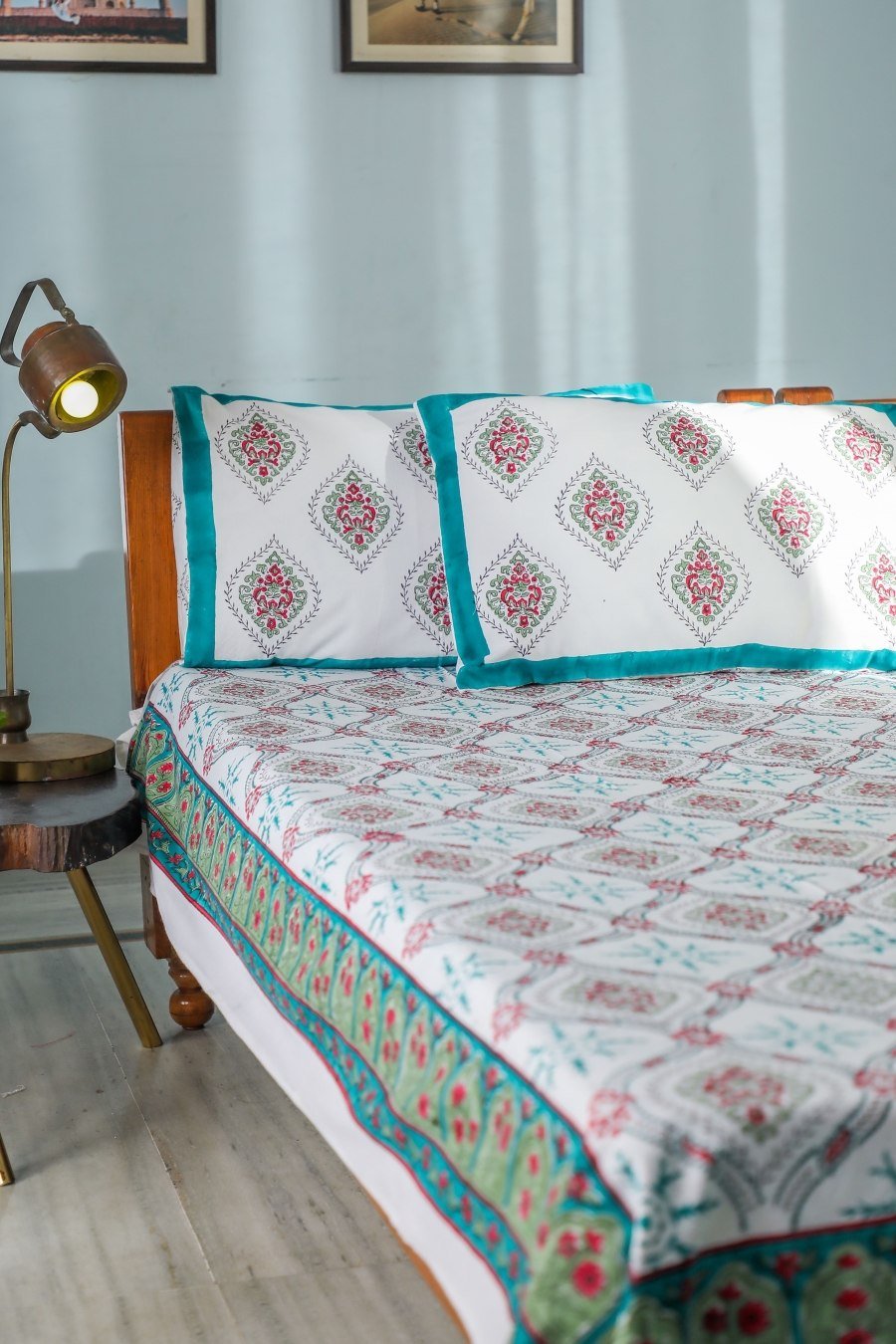 SootiSyahi 'Summer Window' Handblock Printed Cotton Bedsheet - SootiSyahi