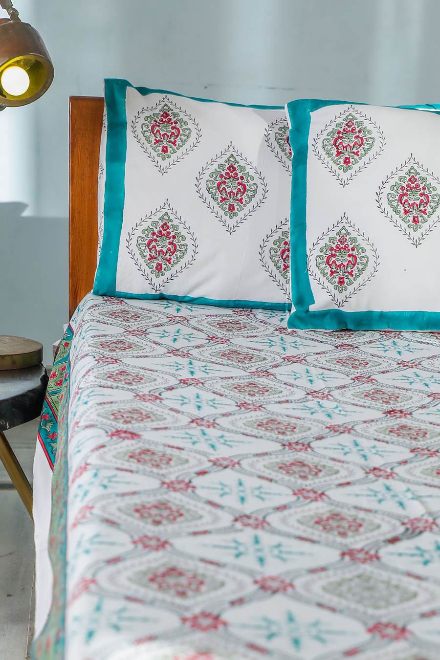 SootiSyahi 'Summer Window' Handblock Printed Cotton Bedsheet - SootiSyahi