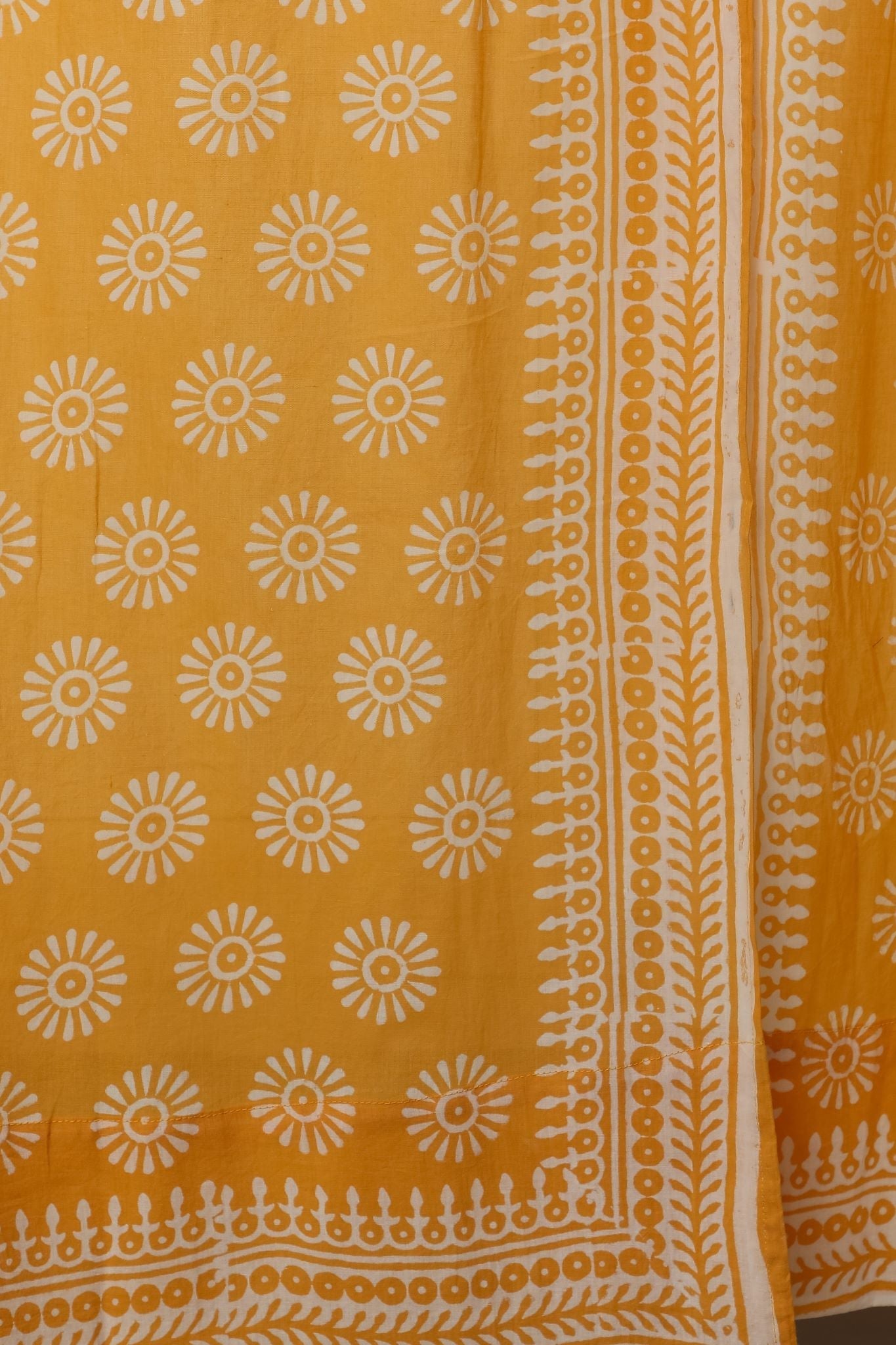 SootiSyahi 'Sunflower' Handblock Printed Cotton Window Curtain - SootiSyahi