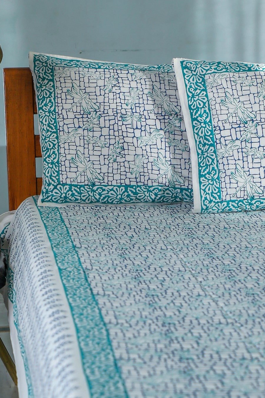 SootiSyahi 'Tales of fly' Handblock Printed Cotton Bedsheet - SootiSyahi